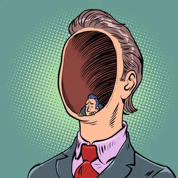 Fear caution mind thoughts psychology, secrets of male consciousness Stock Illustration