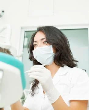 Fear of dentist in surgery Stock Photos