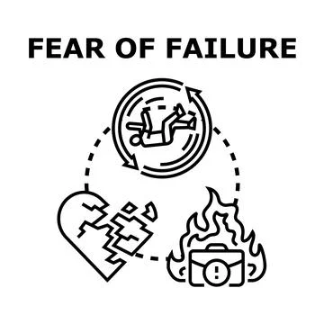 Fear of failure concept causing stress and broken heart Stock Illustration