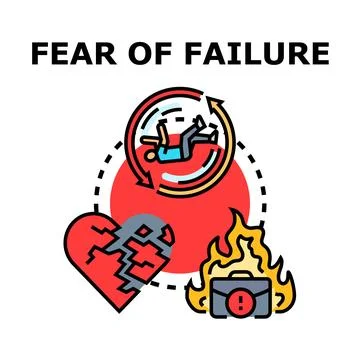 Fear of failure concept causing stress and broken heart Stock Illustration