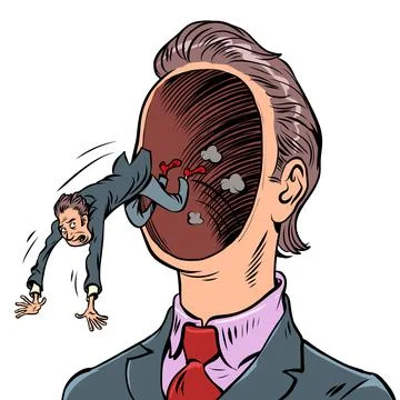 Fear of falling and making mistakes mind thoughts psychology, secrets of male Stock Illustration