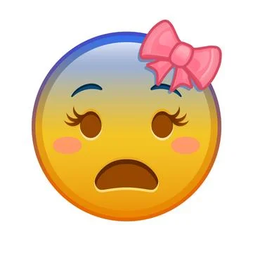 Fear female face Large size of yellow emoji smile Stock-Illustration