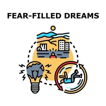 Fear filled dreams concept presenting nightmare cycle Stock Illustration