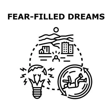 Fear filled dreams concept presenting nightmare cycle Stock Illustration