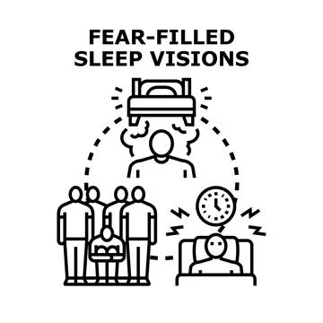 Fear filled sleep visions causing restless nightmare anxiety Stock Illustration