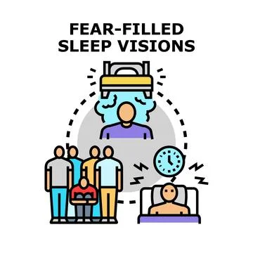 Fear filled sleep visions causing restless nightmare anxiety Stock Illustration