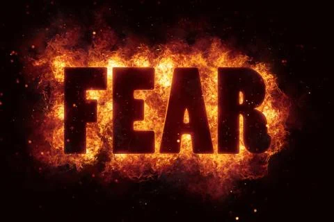 Fear fire text flame flames burn burning hot explosion Illustrazione stock