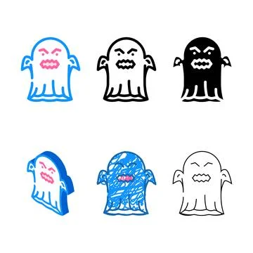 Fear ghost color icon types vector Stock Illustration