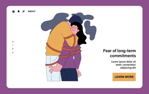 Fear of long-term commitment web or landing. Scared and anxious 스톡 일러스트