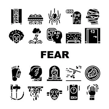 Fear Phobia Problem Collection Icons Set Vector Stock Illustration