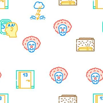 Fear Phobia Problem Vector Seamless Pattern Stock Illustration