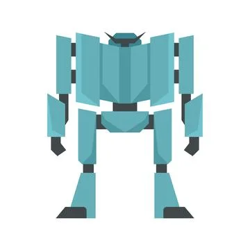 Fear robot transformer icon flat isolated Stock Illustration