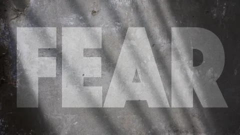 Fear Written on A concrete Wall with Shadow Stock Photos