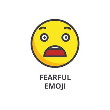 Fearful emoji vector line icon, sign, illustration on background, editable Stock Illustration