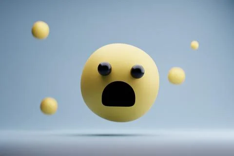 Fearful emoticon, digital, studio, background spheres, social media Stock Illustration