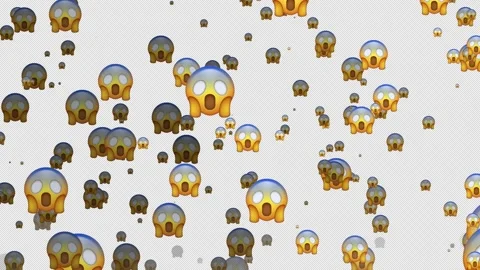 Fearful face emoticon rainfall animation. social media emoji for editing Video stock 269443114