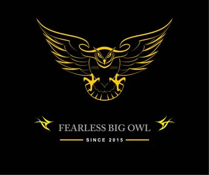 Fearless big black owl Stock Illustration