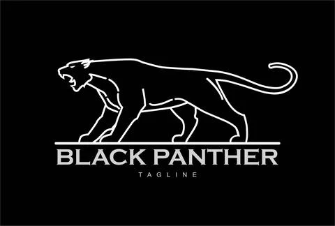 Fearless Black Panther. Roaring Predator. Roaring Panther. Elegant panther. Stock Illustration