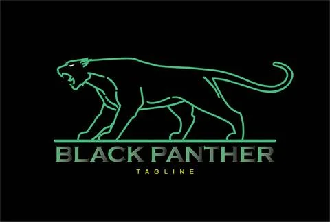 Fearless Black Panther. Roaring Predator. Roaring Panther. Elegant panther. Stock Illustration