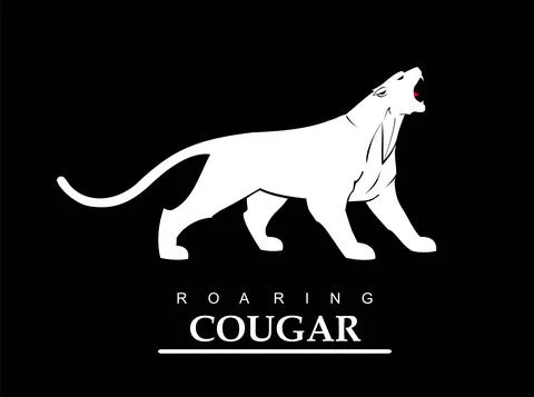 Fearless cougar. Roaring puma. Stock Illustration
