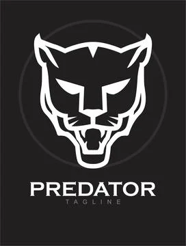 Fearless Panther in the dark. Roaring Predator. Roaring Puma. Cougar head. Stock Illustration