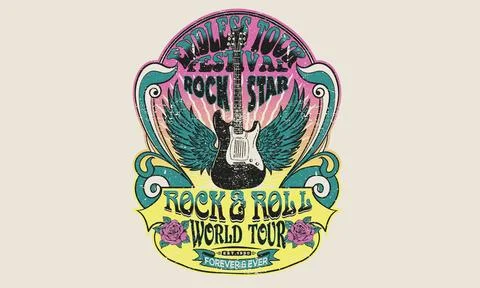 Fearless rock tour artwork. Make some noise. Stock Illustration