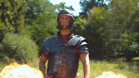 Fearless Roman warrior , slow motion Video stock 86466078