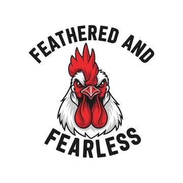Fearless rooster with feathered design on white background tshirt design Stock Illustration
