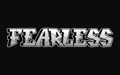 Fearless - single word, letters graffiti style. Vector hand drawn logo. Fun.. Stock Illustration