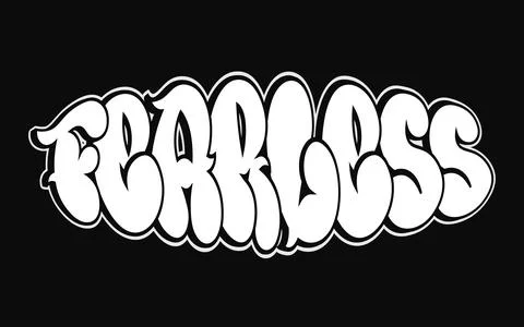 Fearless - single word, letters graffiti style. Vector hand drawn logo. Fun.. Stock Illustration
