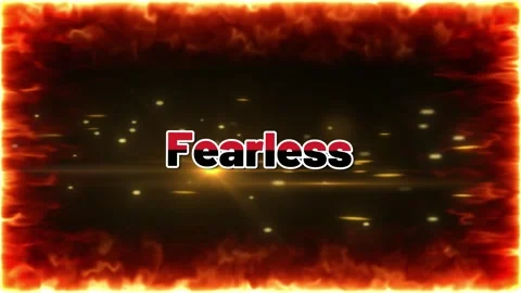 Fearless word animation with burning fire border frame and glowing light Stock Footage 347341603