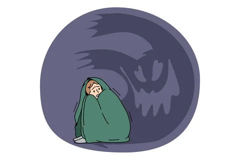 Fears panic and nightmare concept. Stock Illustration