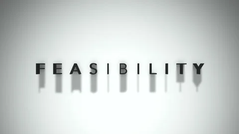 Feasibility 3D title animation matte black text on a white background Stock Footage 300717132
