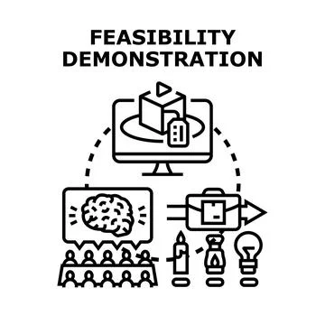 Feasibility demonstration concept evaluating project implementation Stock Illustration