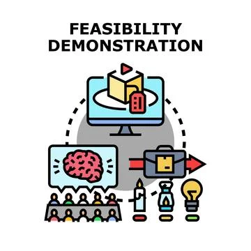 Feasibility demonstration concept evaluating project implementation Stock Illustration