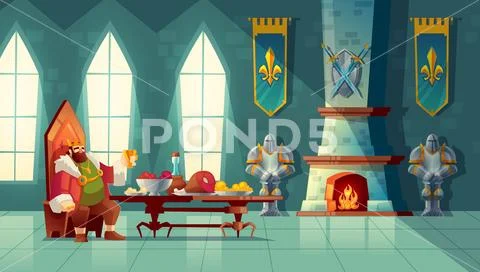 Feast concept, king eats food, meal Stock Illustration