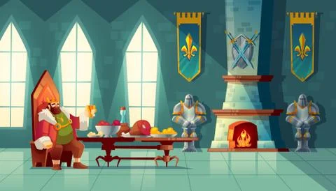 Feast concept, king eats food, meal Stock-Illustration