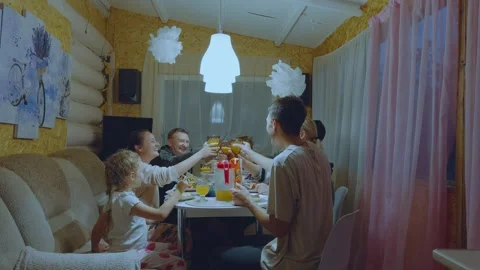 Feast at the cottage, dinner at the cottage Stock Footage 311376045