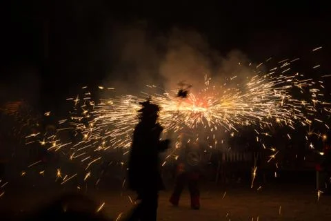 Feast of fire and devils, typical of Catalonia, Spain Stock Photos