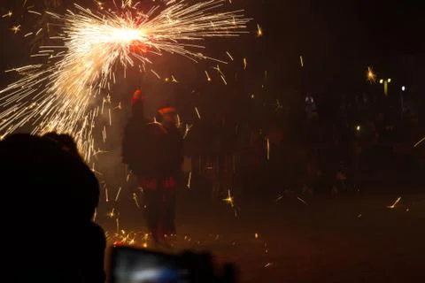 Feast of fire and devils, typical of Catalonia, Spain Stock Photos