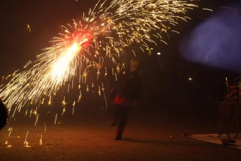 Feast of fire and devils, typical of Catalonia, Spain Stock Photos