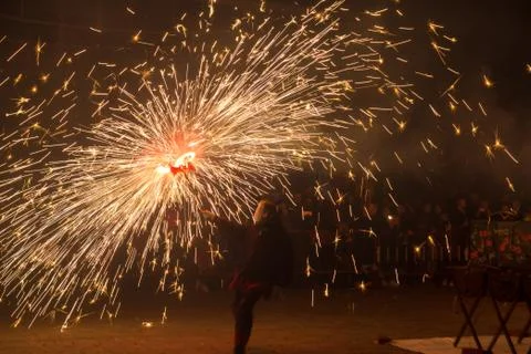 Feast of fire and devils, typical of Catalonia, Spain Stock Photos