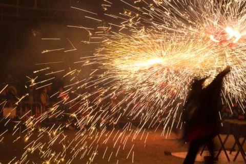 Feast of fire and devils, typical of Catalonia, Spain Stock Photos