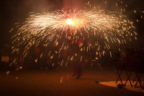 Feast of fire and devils, typical of Catalonia, Spain Stock Photos