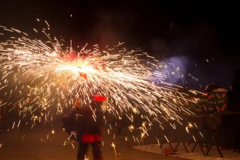 Feast of fire and devils, typical of Catalonia, Spain Stock Photos