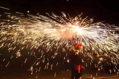 Feast of fire and devils, typical of Catalonia, Spain Stock Photos