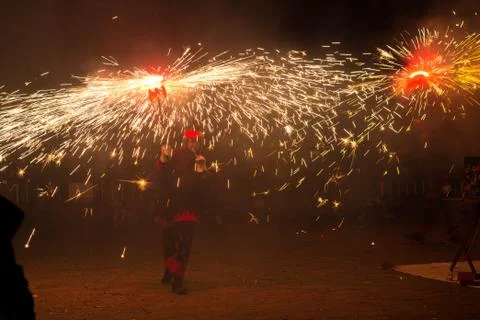 Feast of fire and devils, typical of Catalonia, Spain Foto stock