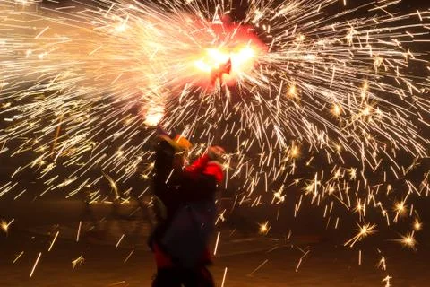 Feast of fire and devils, typical of Catalonia, Spain Stock Photos