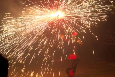 Feast of fire and devils, typical of Catalonia, Spain Stock Photos