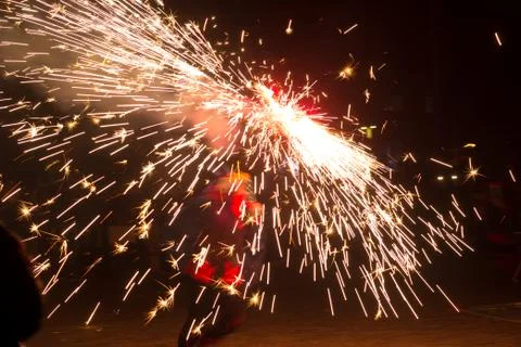Feast of fire and devils, typical of Catalonia, Spain Stock Photos